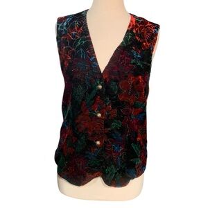 Vintage jewel toned velvet Clio vest with gold embroidery size medium